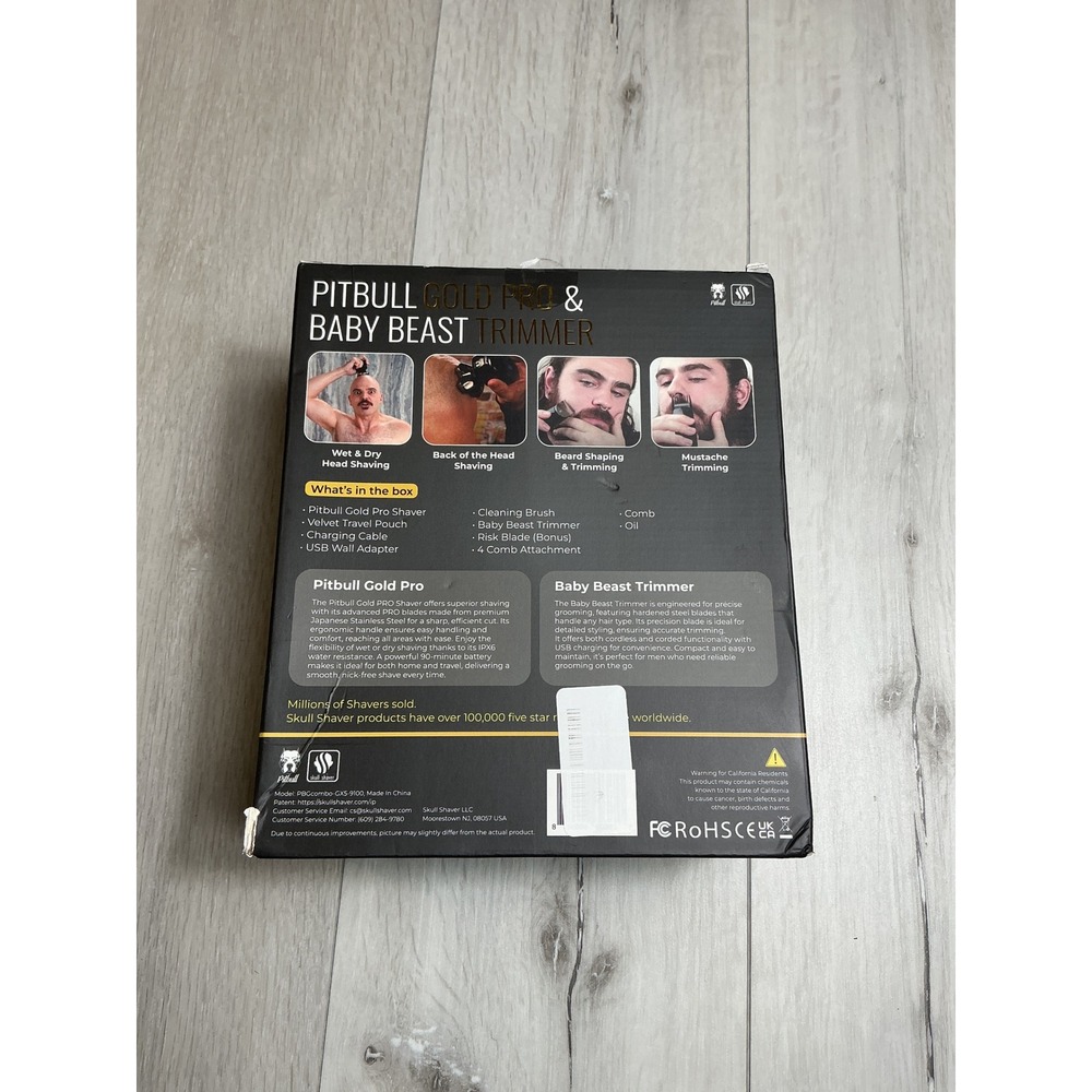 Pitbull Shaver Gold Pro + Baby Beast Trimmer Mens‎ Grooming Kit New With Tags - Picture 5 of 6